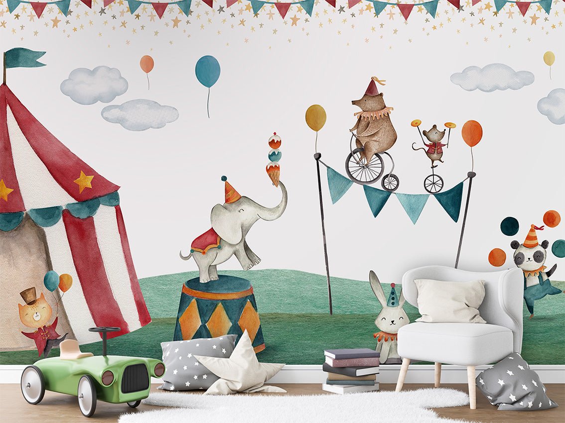 Papier peint chapiteau et animaux, XXL, tendance