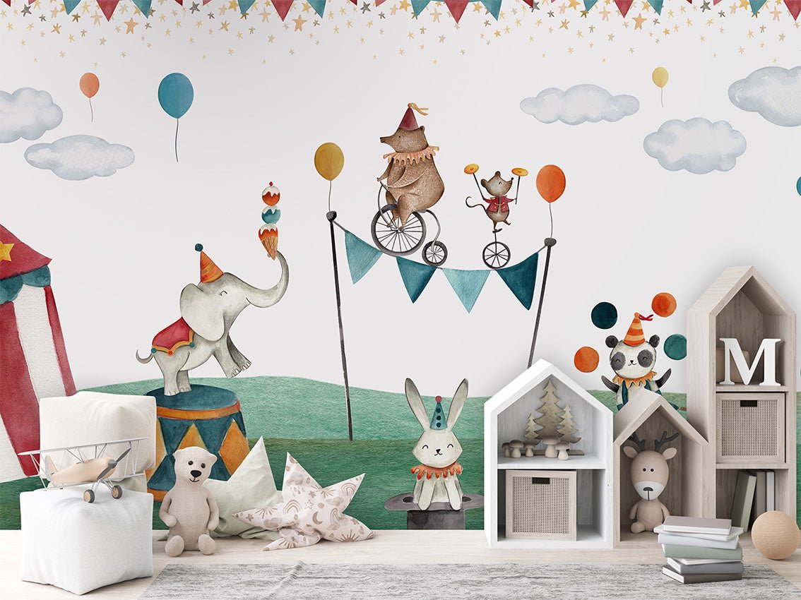 Papier peint chapiteau et animaux, XXL, tendance
