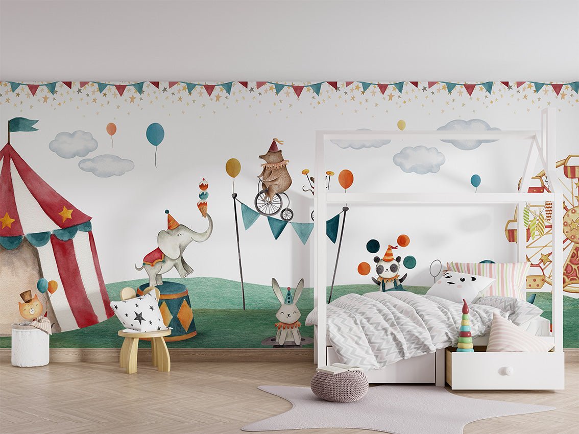 Papier peint chapiteau et animaux, XXL, tendance