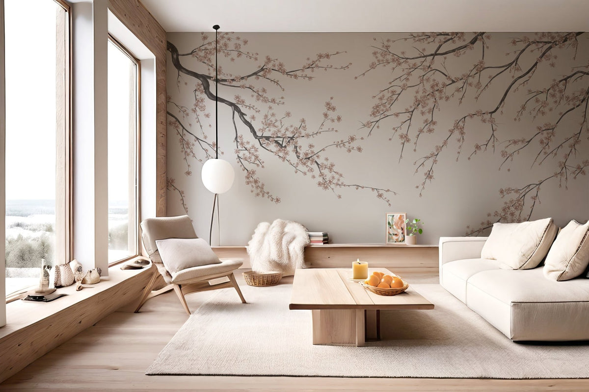 Panorama-Tapete Sakura beige
