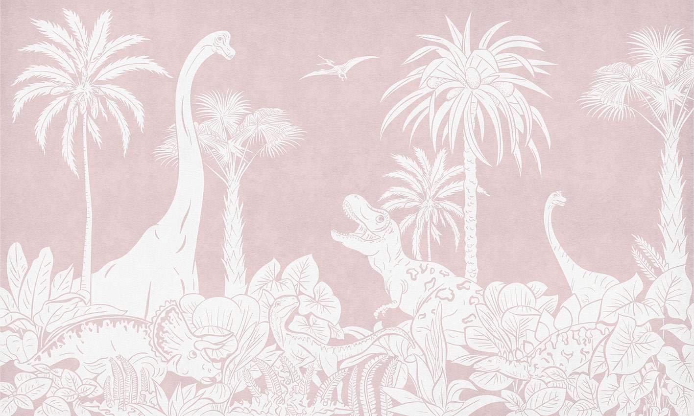 Papier peint dinos monochrome rose, XXL, tendance