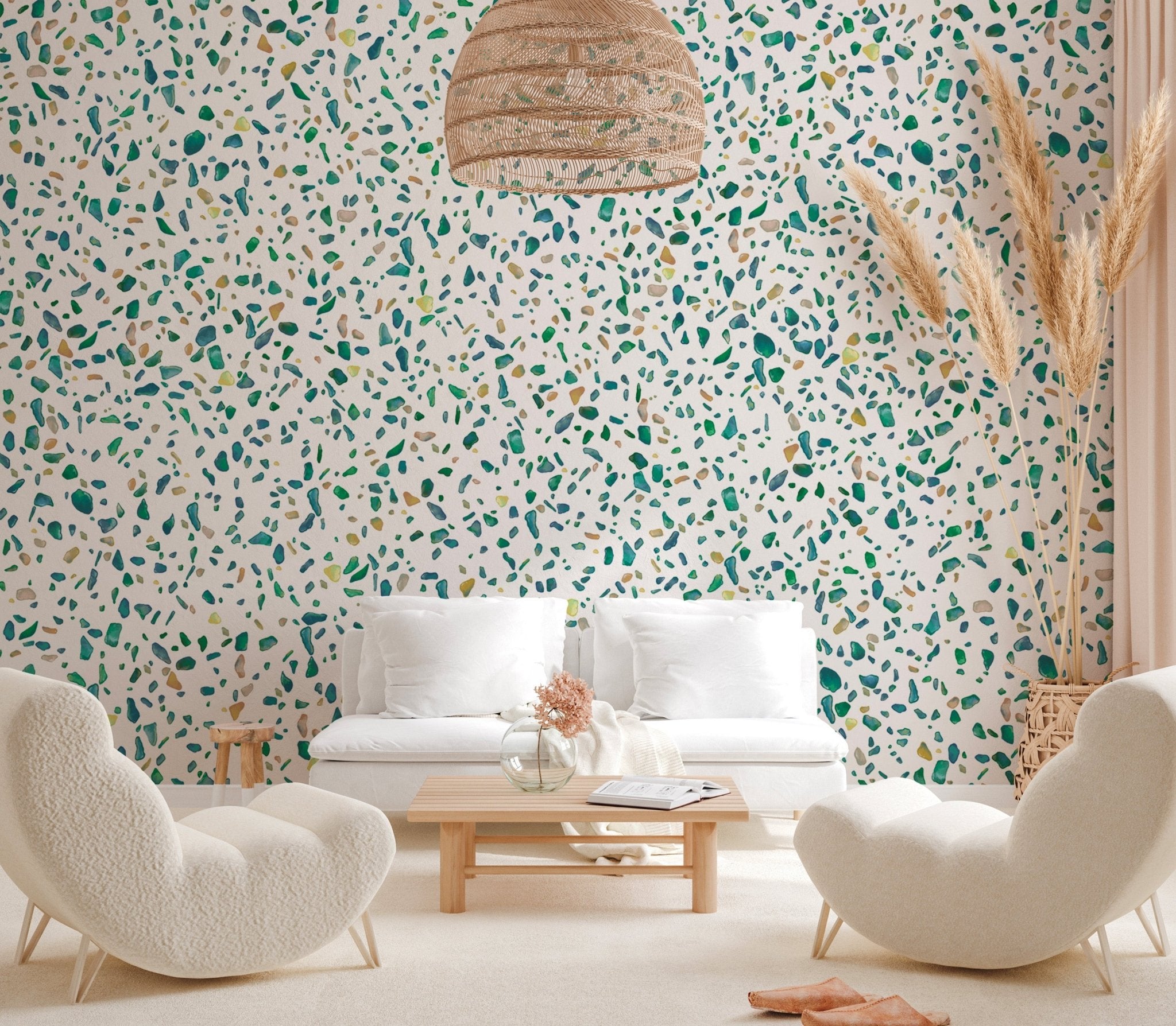 Papier peint effet terrazzo anisé, XXL, tendance