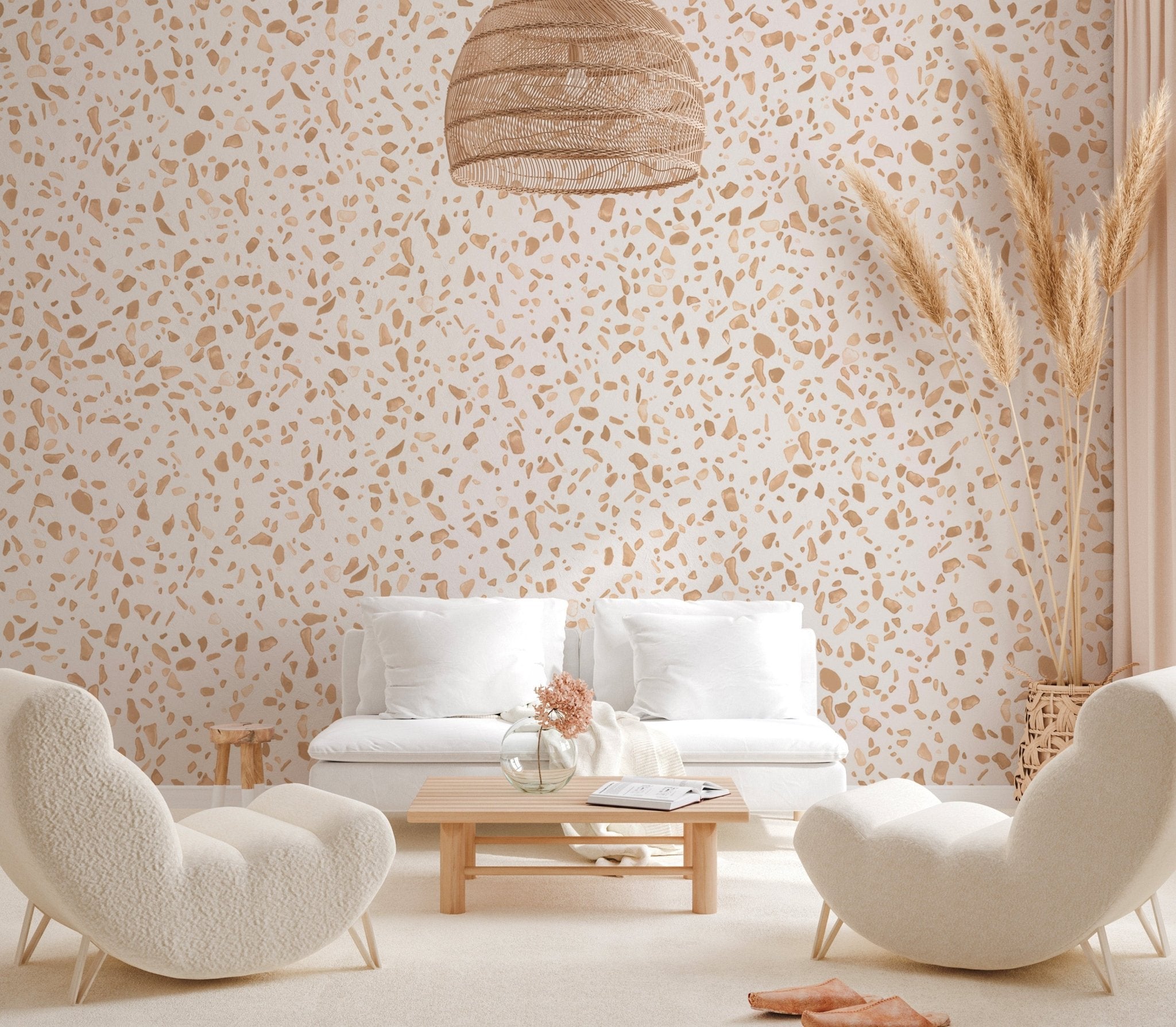 Papier peint effet terrazzo sépia, XXL, tendance