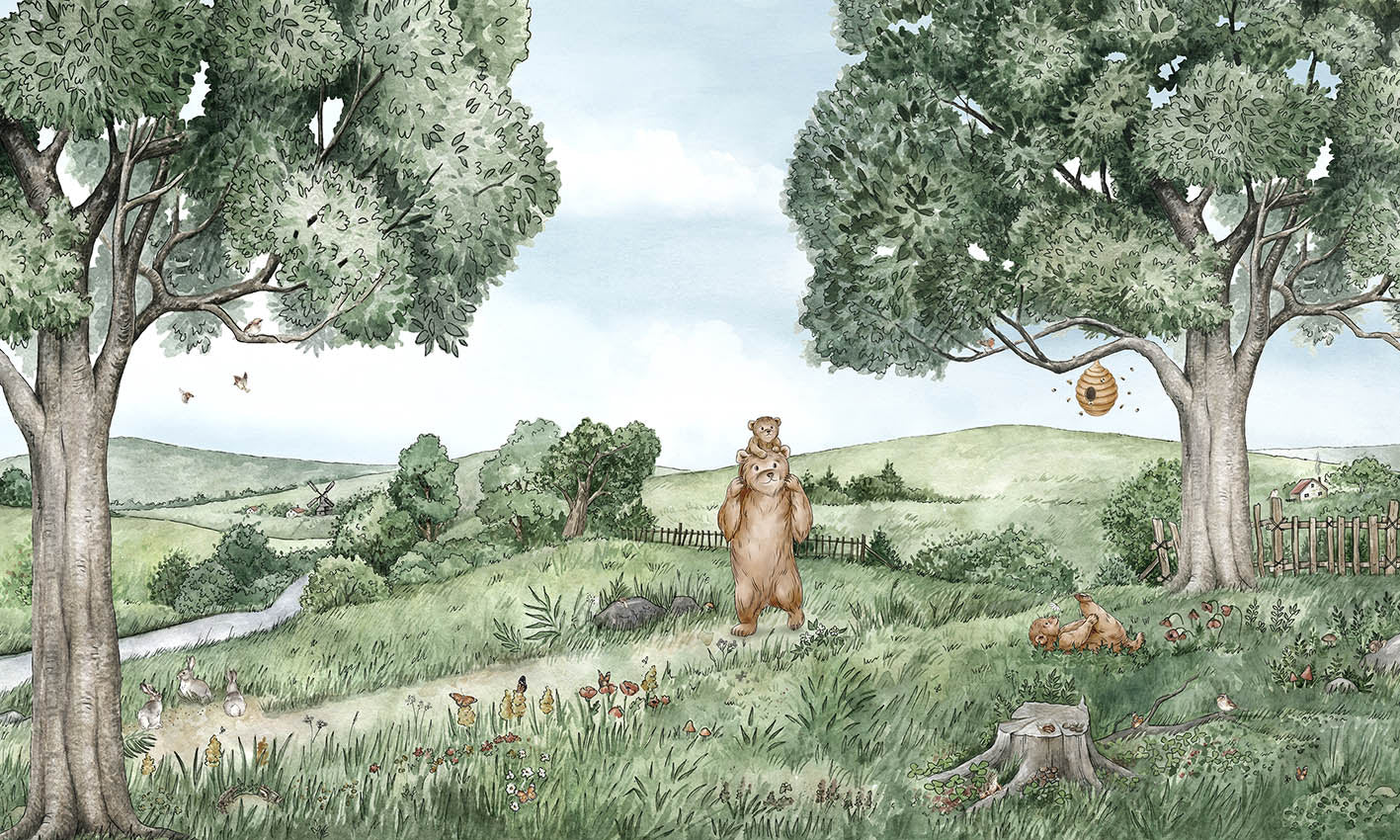 Papier peint enfant frères des ours, XXL, tendance