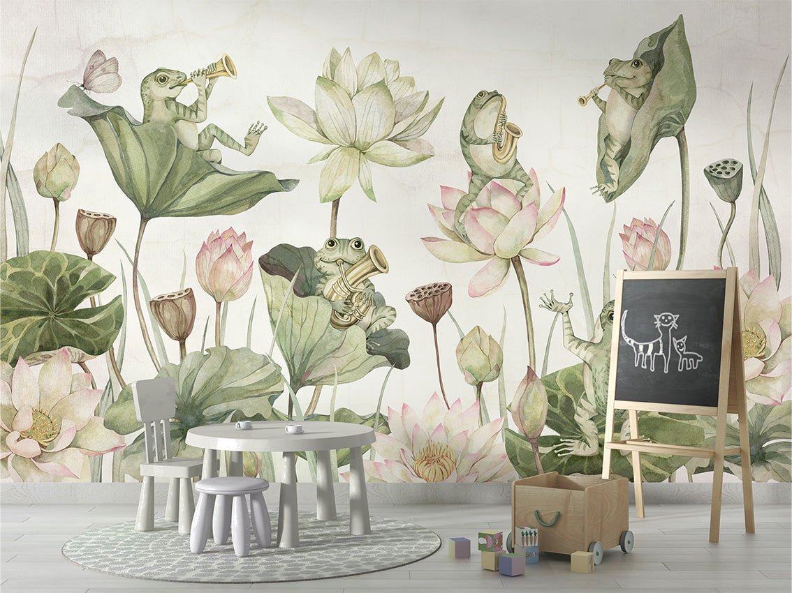 Papier peint enfant grenouilles musicales, XXL, tendance