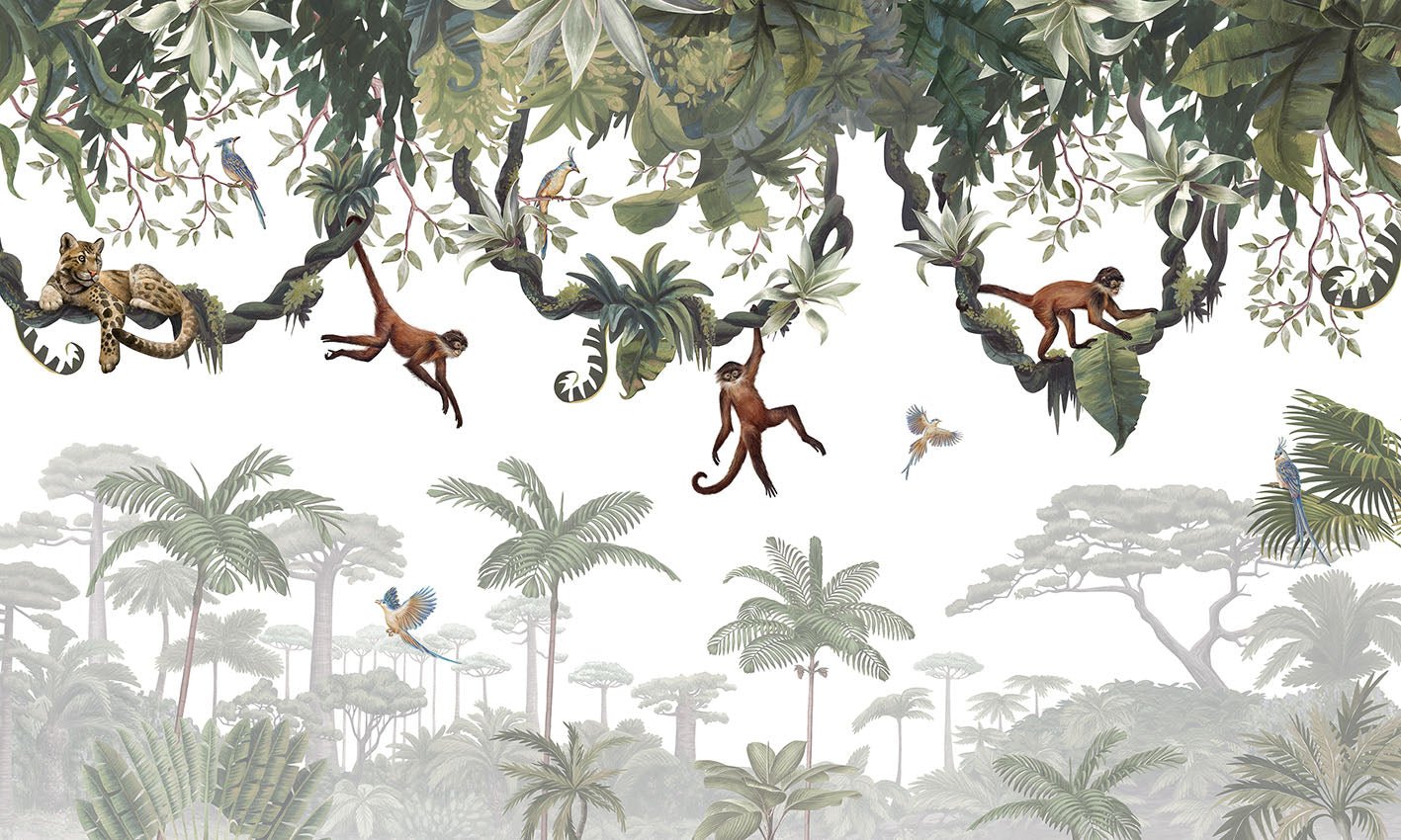 Papier peint enfant jeu de singes, XXL, tendance