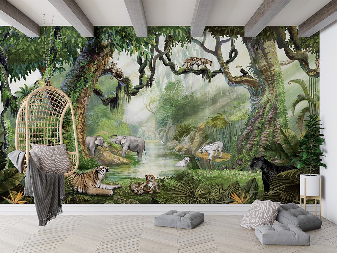 Papier peint enfant jungle secrète, XXL, tendance