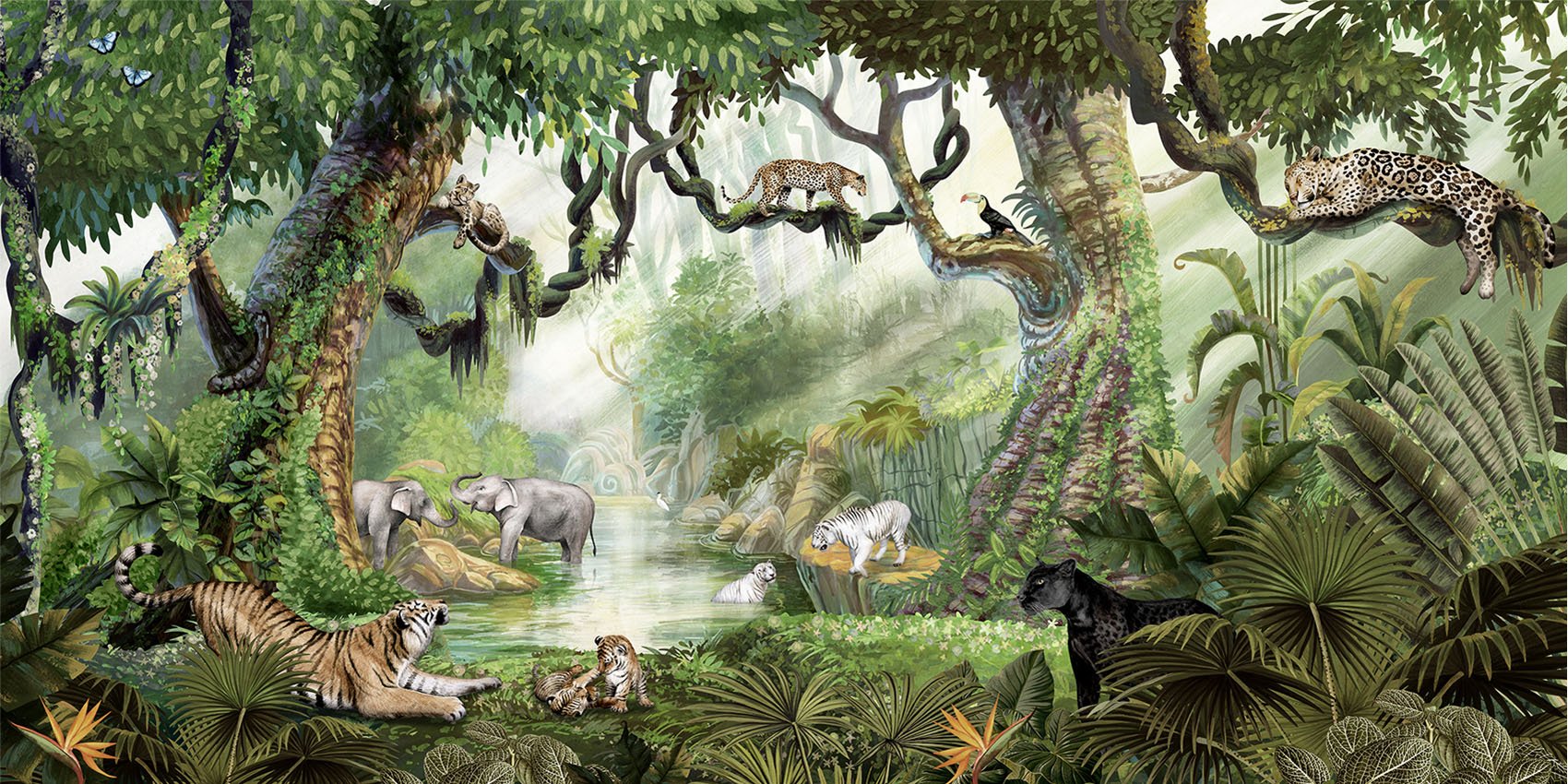 Papier peint enfant jungle secrète, XXL, tendance