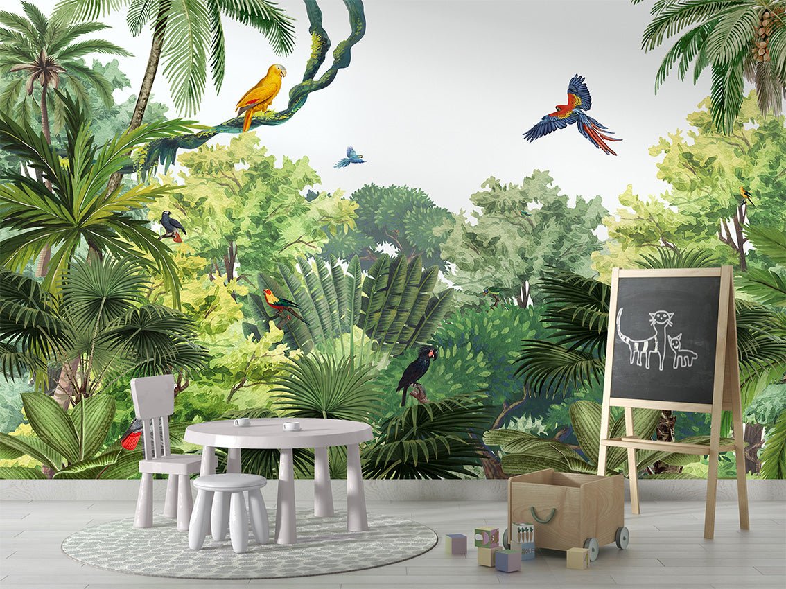 Papier peint enfant perroquets exotiques, XXL, tendance