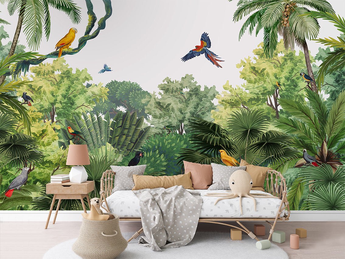 Papier peint enfant perroquets exotiques, XXL, tendance