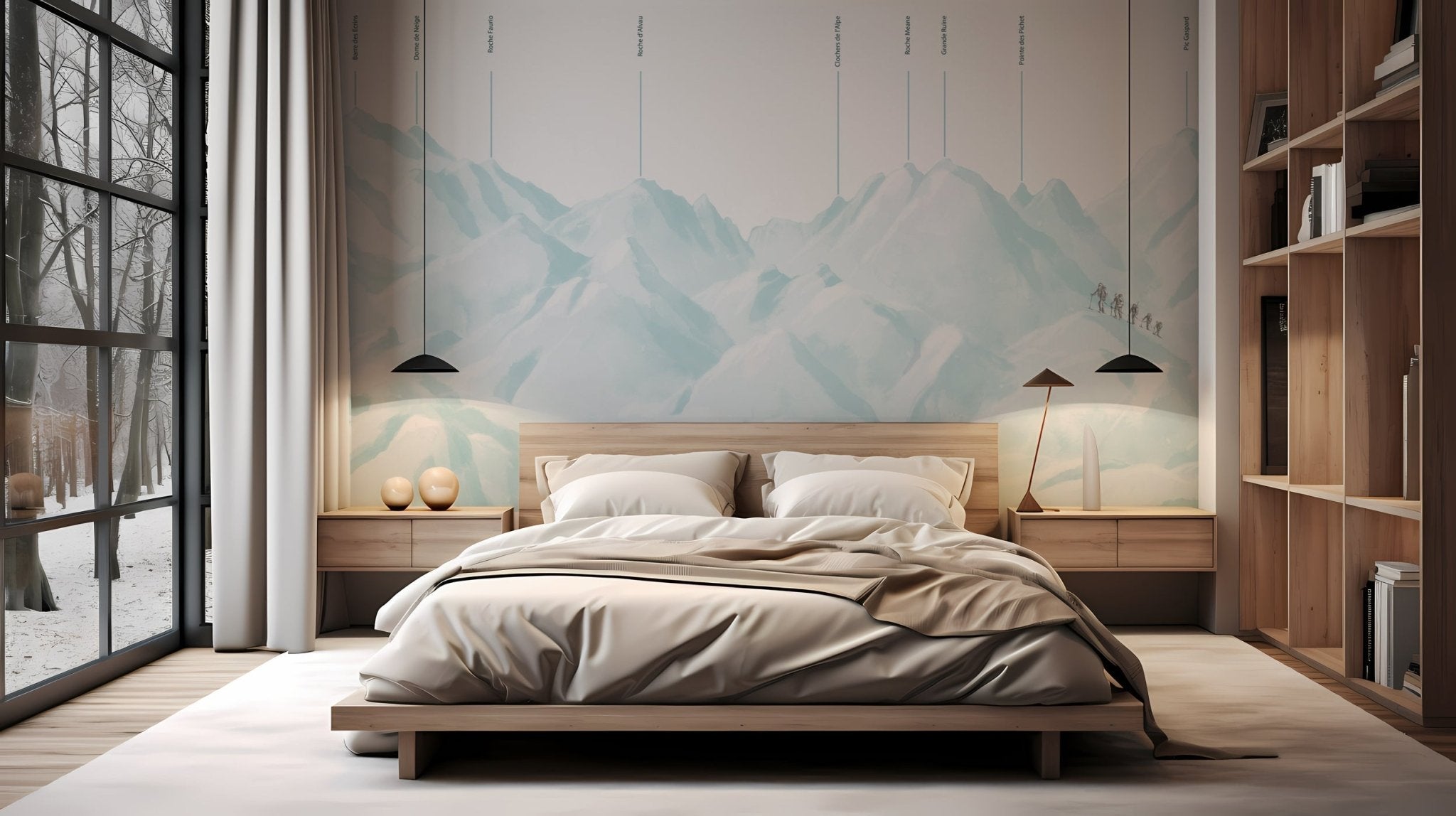 Papier peint massif des Écrins bleu, XXL, tendance
