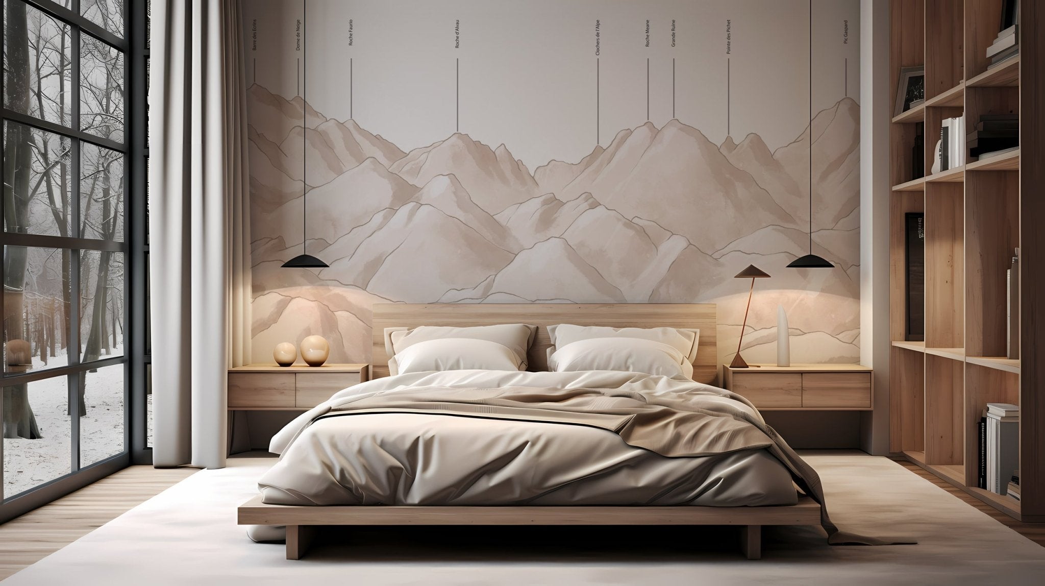 Papier peint massif des Écrins sépia, XXL, tendance