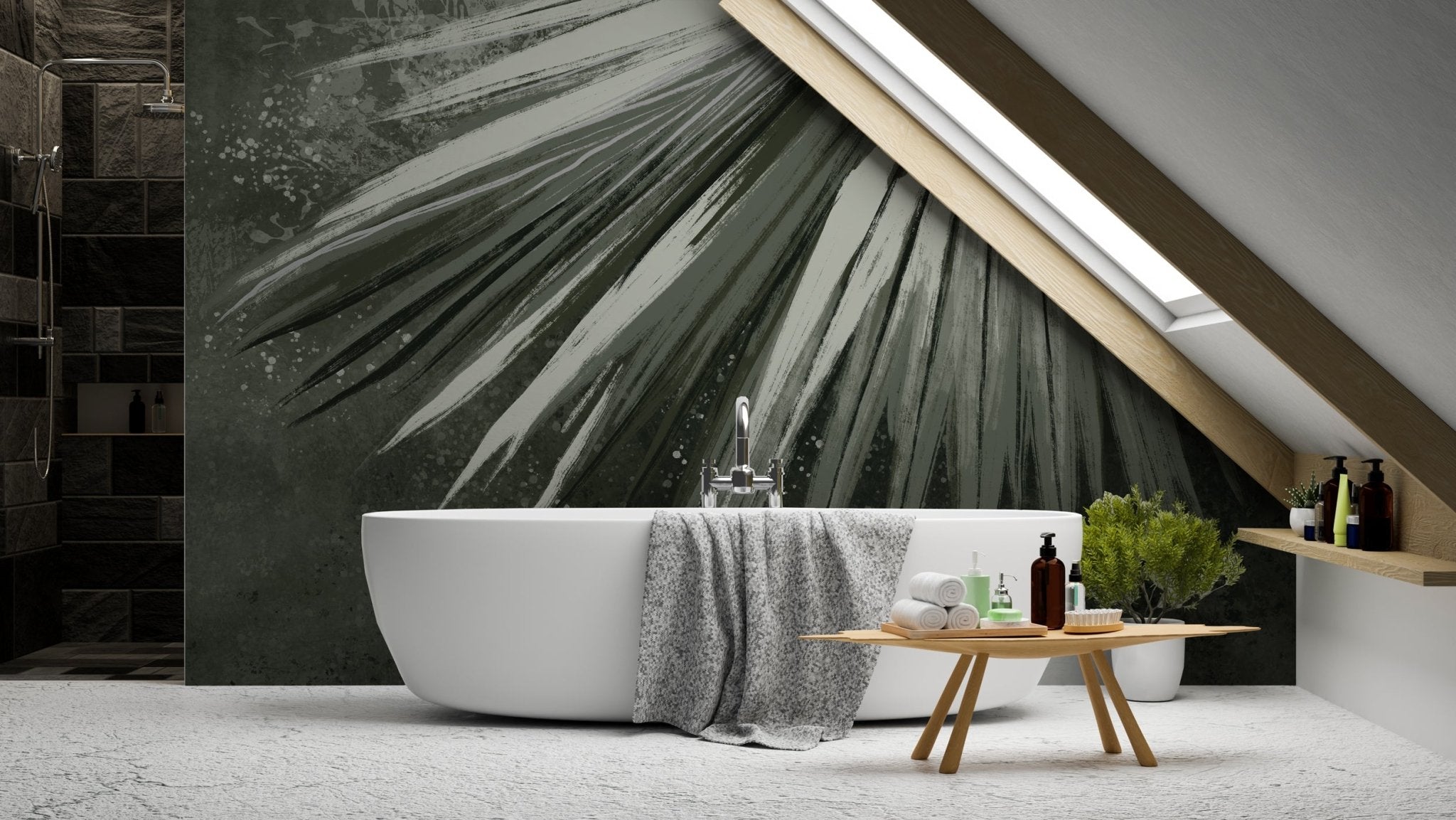 Papier peint panoramique rétro palm vert, XXL, tendance
