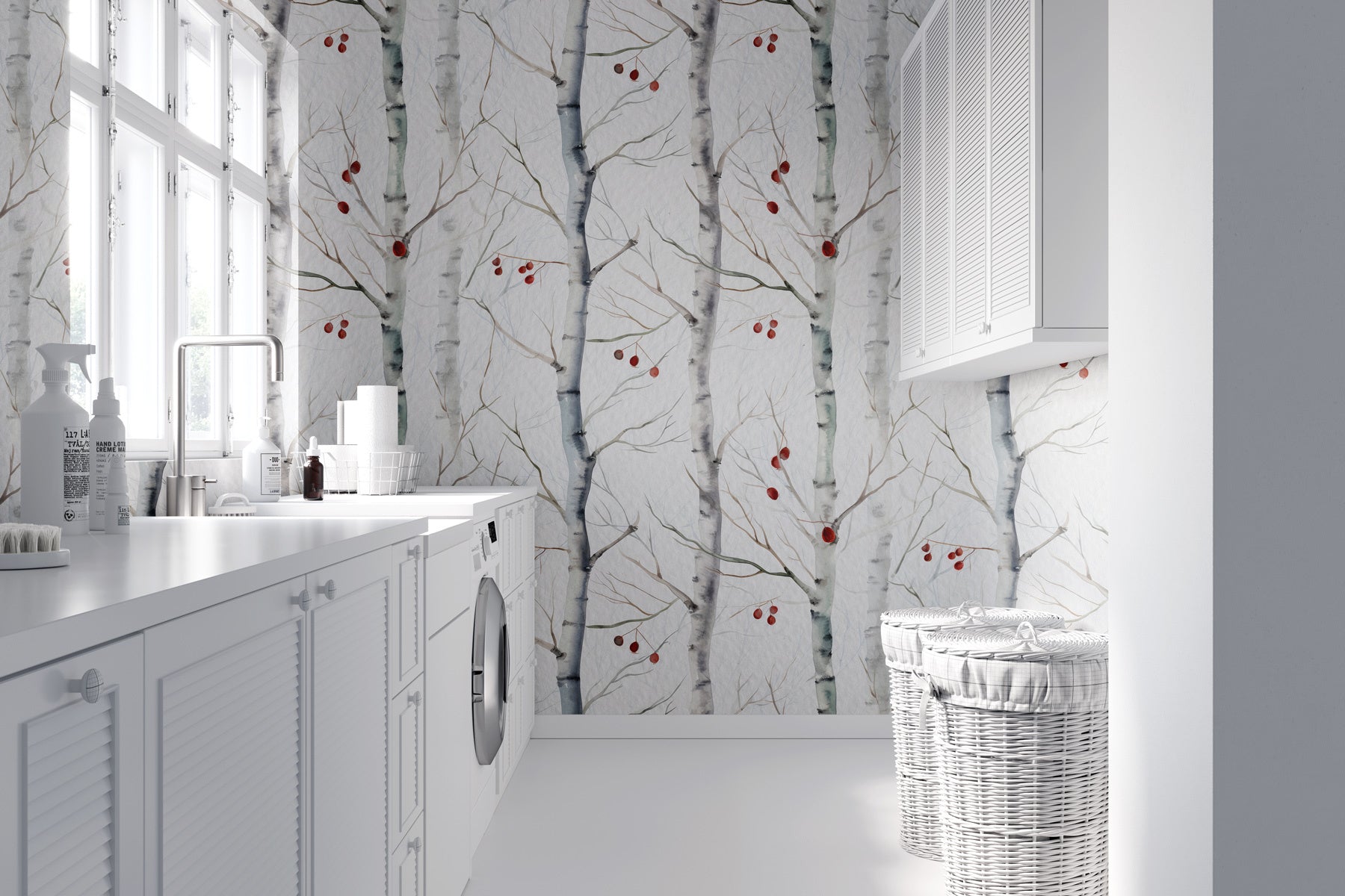 Papier peint peinture bouleau, XXL, tendance