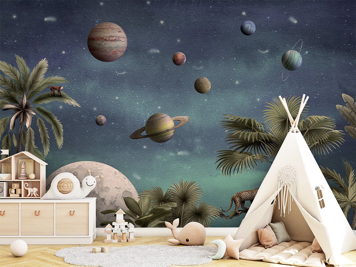 Papier peint planètes et fauves, XXL, tendance