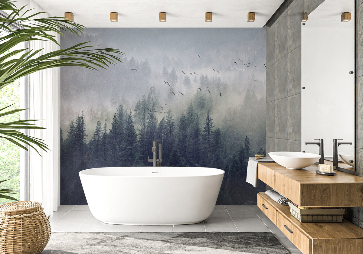 China Wald Badezimmer Tapete
