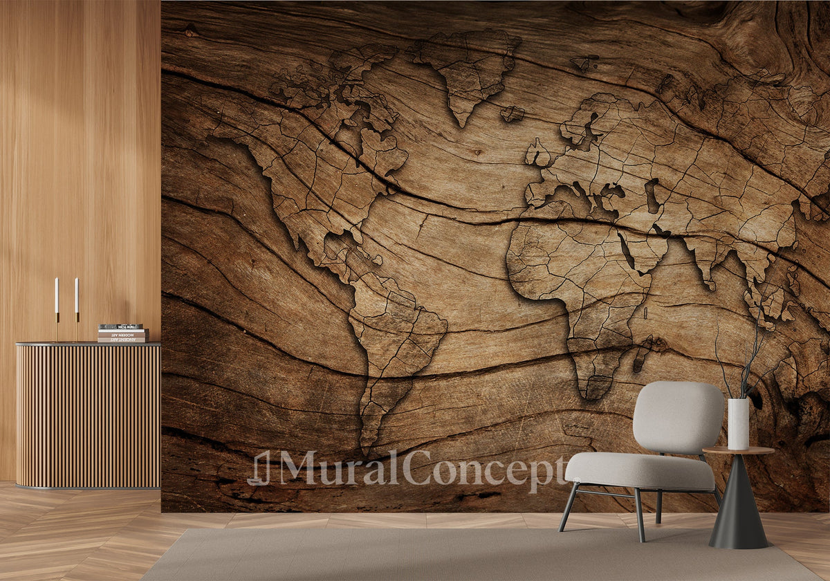 Tapete Wood & Map
