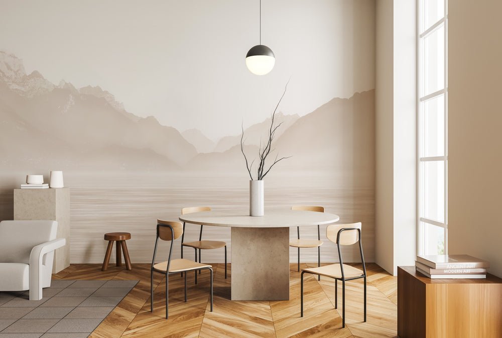 Tapete Annecy und sein friedlicher See in Beige