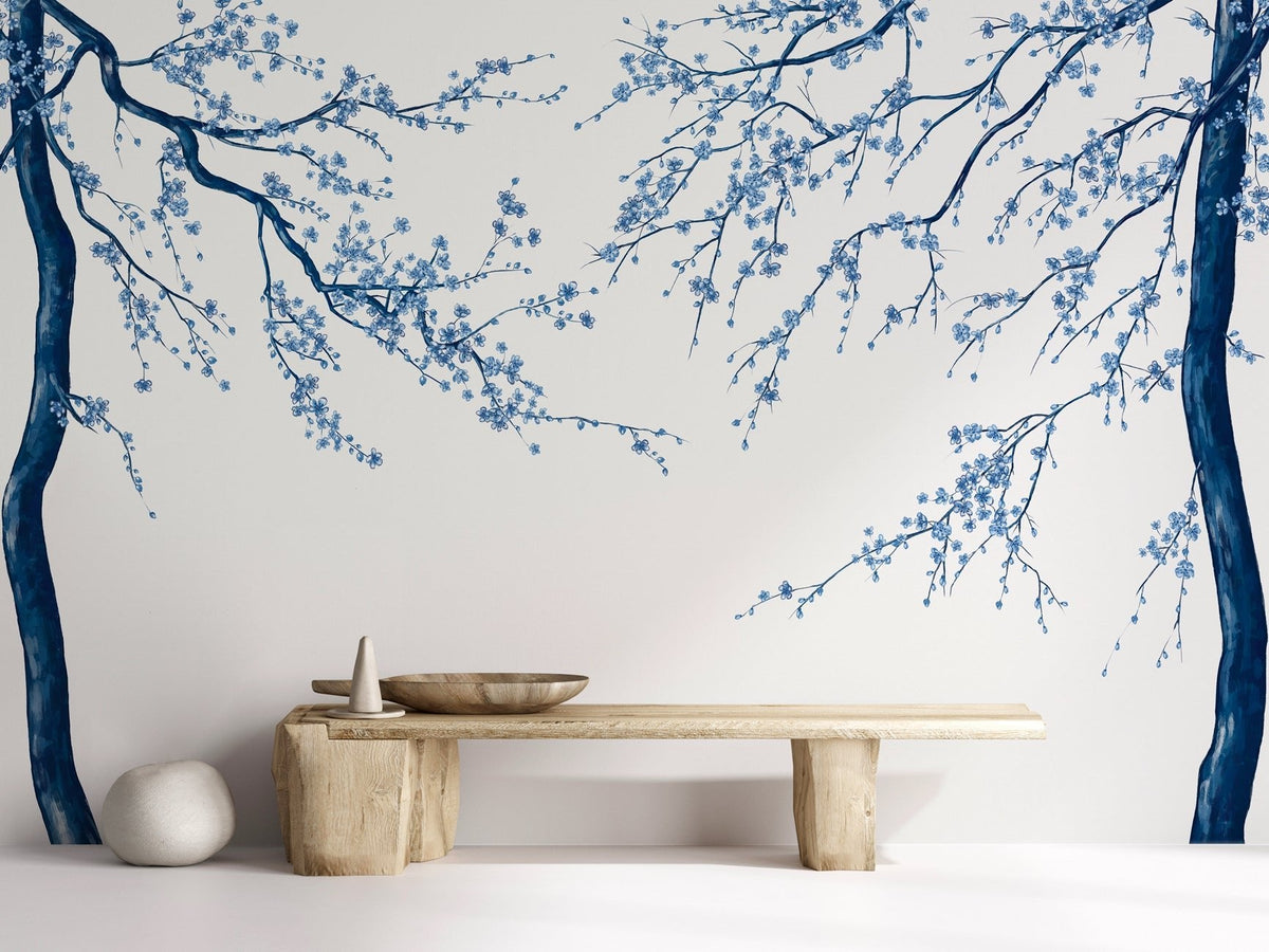 Sakura weiße Panorama-Blumentapete