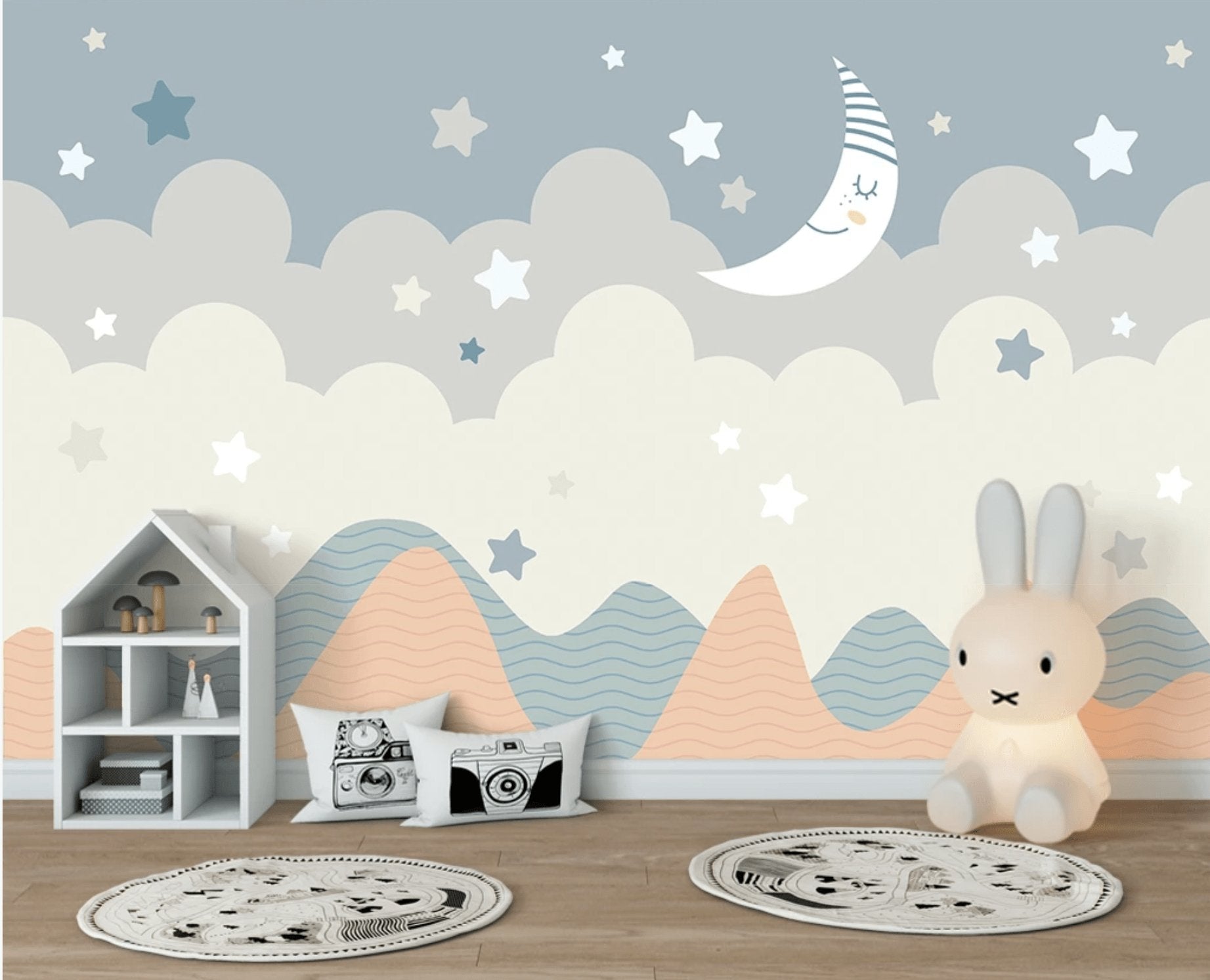 Papier peint bébé nuage ciel & rêve - papier peint sur mesure francais - muralconcept