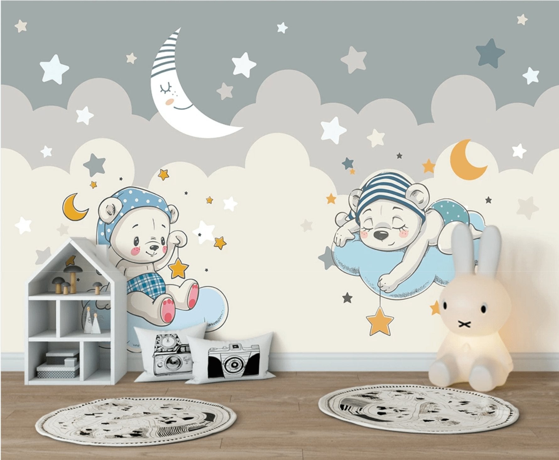 Papier peint  Bébés Oursons rêveurs - papier peint sur mesure francais - muralconcept