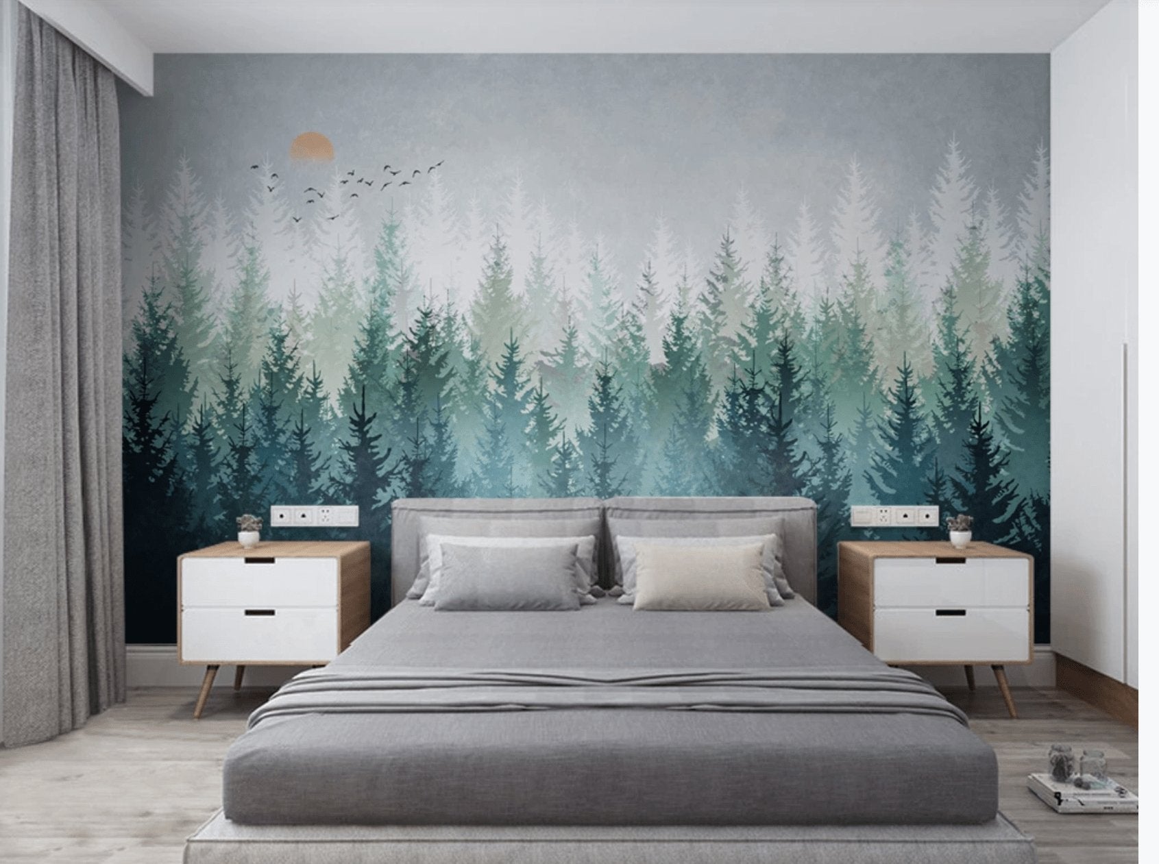 Papier peint forêt canadienne abstrait - papier peint sur mesure francais - muralconcept