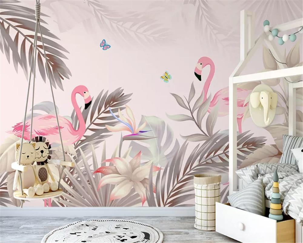 Papier peint Palm & Flamant Rose - papier peint sur mesure francais - muralconcept