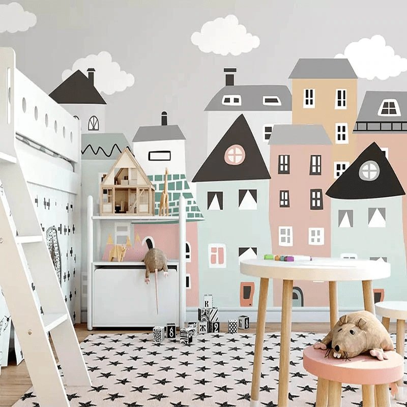 Papier peint panoramique city kids - papier peint sur mesure francais - muralconcept