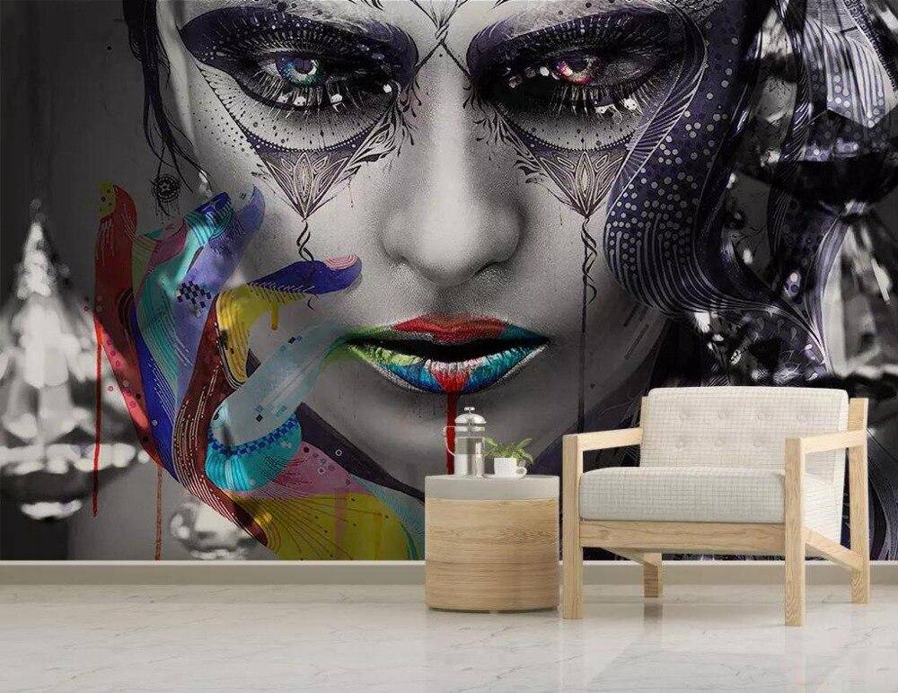 Papier peint Panoramique Visage Ethnique Graffiti - papier peint sur mesure francais - muralconcept