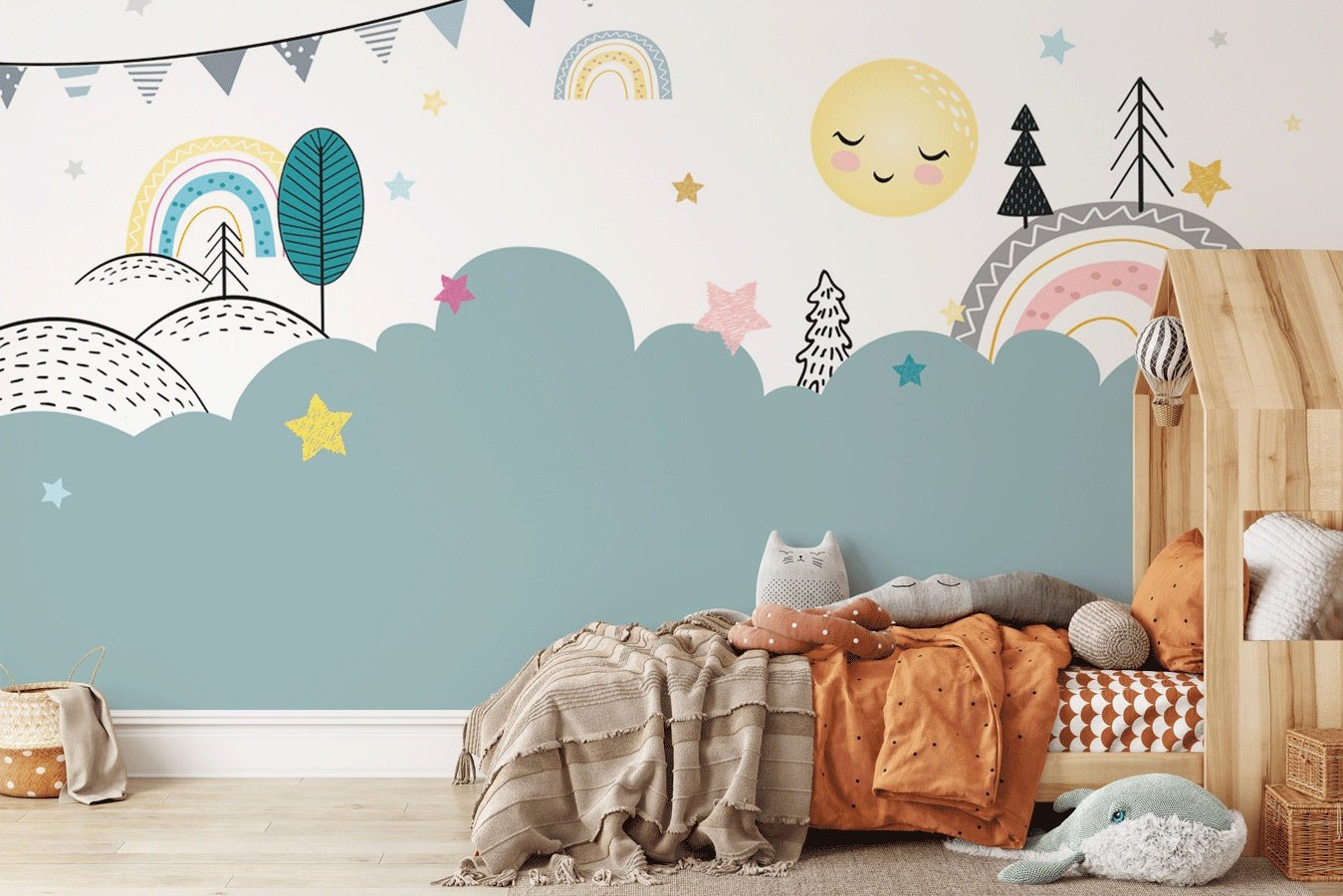 Papier peint chambre bébé bleu et douce nuit - Muralconceptpapier_peint_sur_mesure