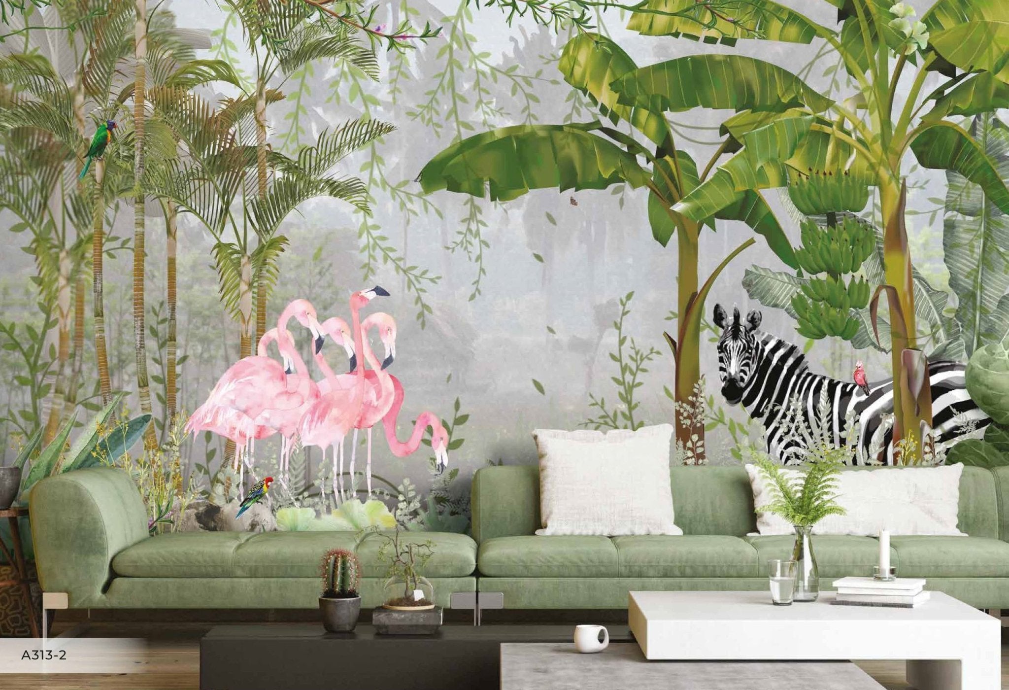 Papier peint exotique zèbre - papier peint sur mesure francais - muralconcept