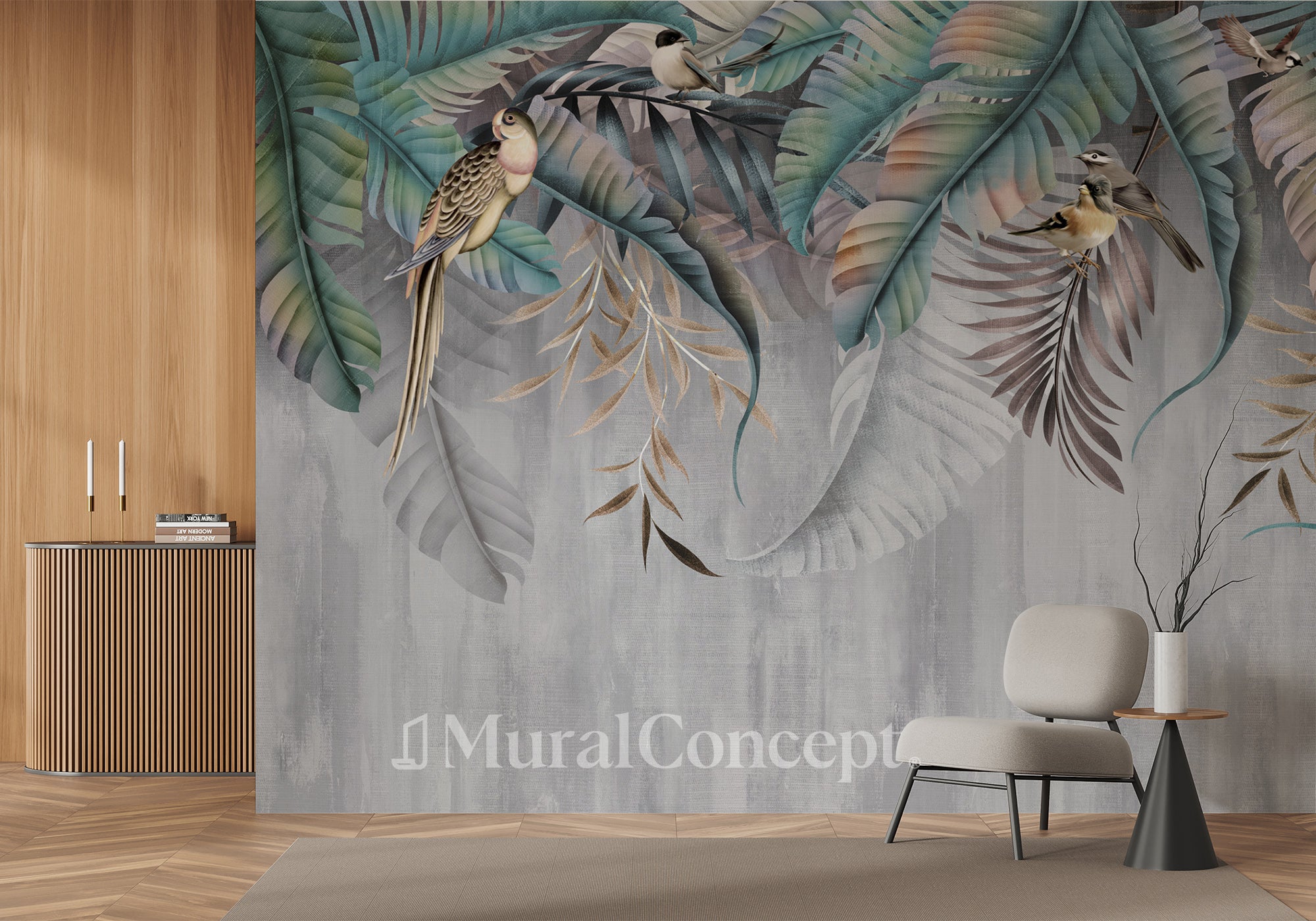 Papier peint Feuilles & Birds - panoramique français