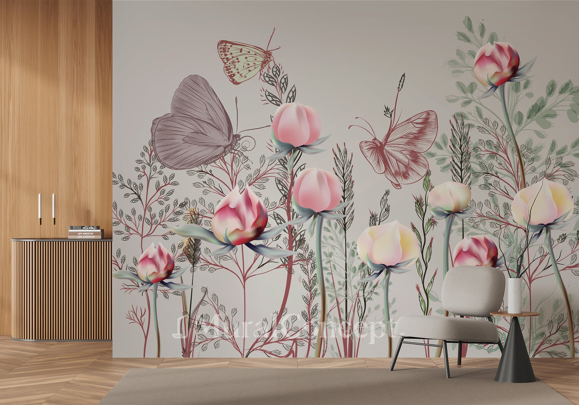 Papier peint panoramique Fleur & Tulipe - panoramique français