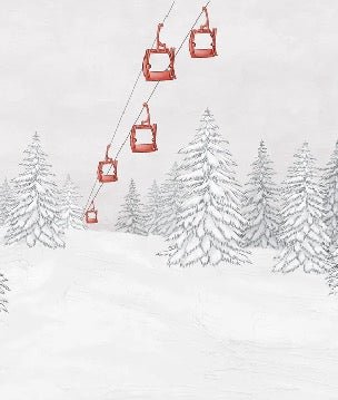 Papier peint montagne télécabine rouge