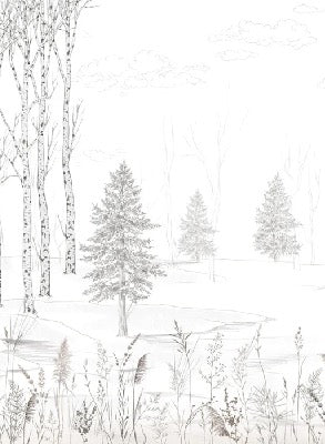 Papier peint forêt d'arbres noir et blanc, XXL, tendance