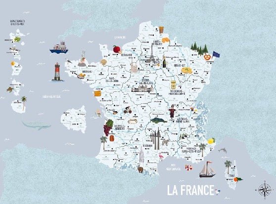 Tapete Karte von Frankreich Kind blau