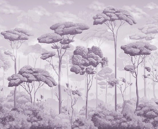 Panorama-Tapete Pinienwald Volupté violett