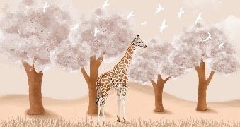 Papier peint chambre enfant Girafe dans la Savane, XXL, tendance