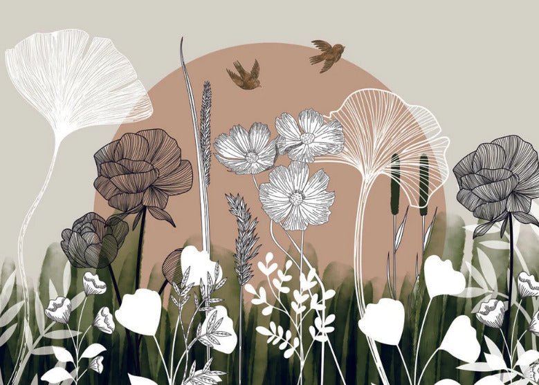 Panorama-Tapete Blumenillustration
