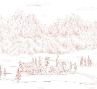 Tapete italienische Landschaft Dolomiten terracotta
