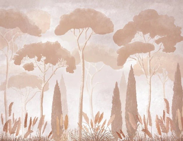 Papier peint sépia cyprès pins, XXL, tendance
