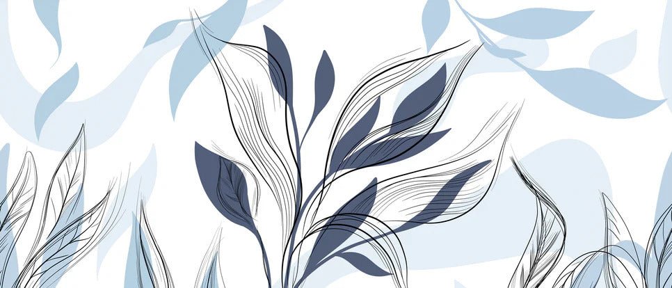 Tapete Blume Grafik blau