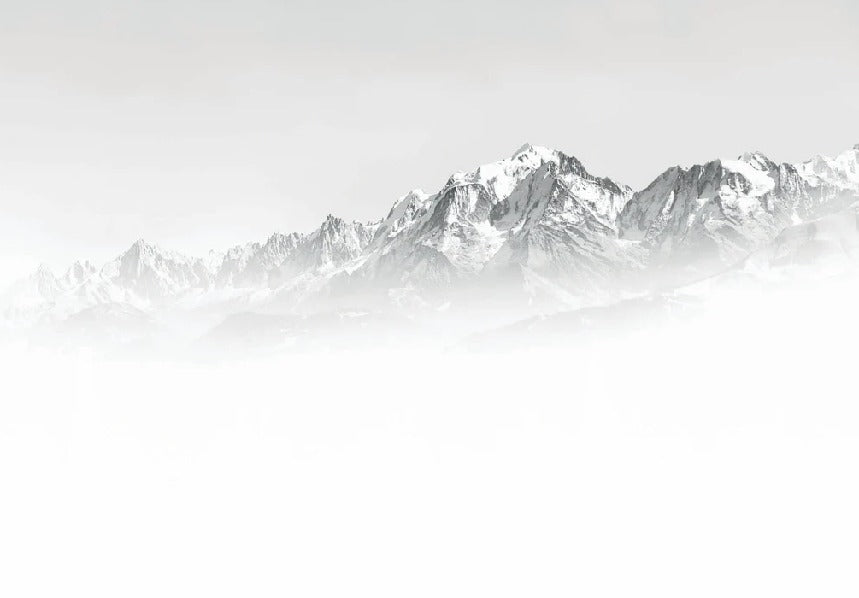 Tapete Mont Blanc im Nebel schwarz und weiß