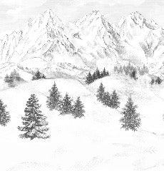 Papier peint montagne sommets de Chamonix, mural concept, tendance