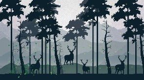 Fototapete Naturpanorama Wald Hirsch tiefgrün