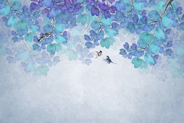 Tapete Blatt blau