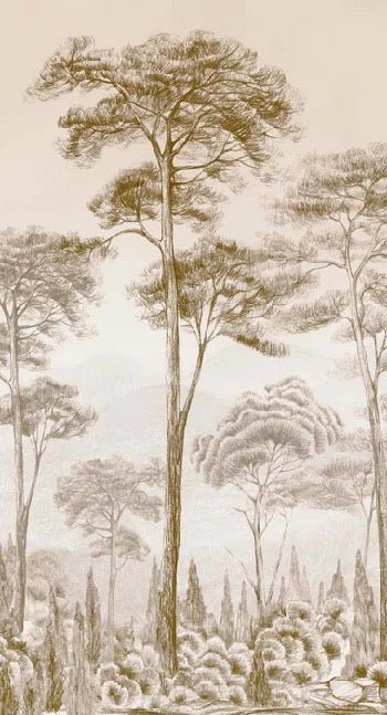 Papier peint nature pinède sépia, XXL, tendance