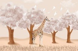 Tapete Kinderzimmer Giraffe in der Savanne