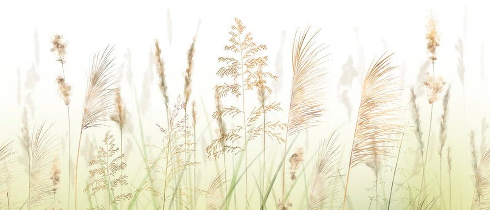 Tapete Blume aus Weizenfeldern mit Farbverlauf