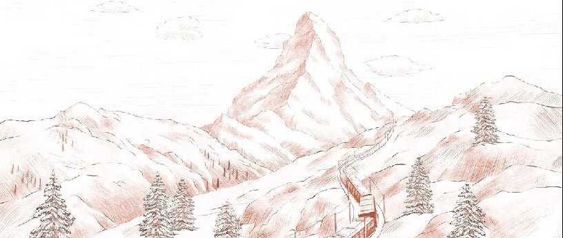 Panorama-Tapete Matterhorn terracotta